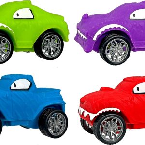 JA-RU Squishy Wheelz Car Toy (4 Units) Twist, Stretch & Added Wheels 4545-4