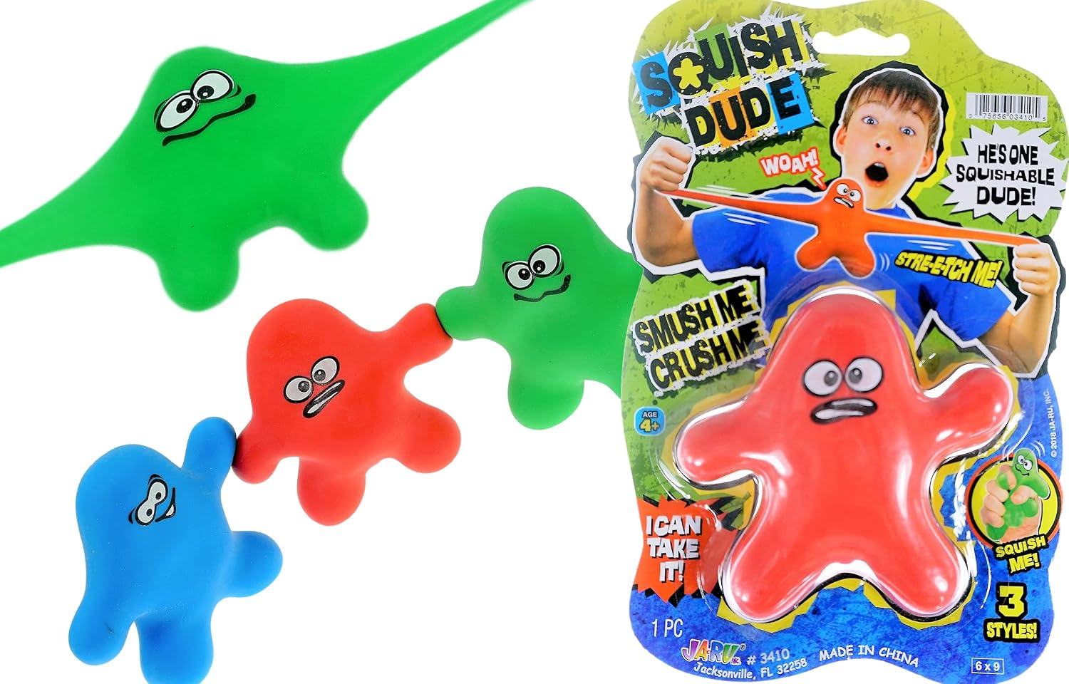 JA-RU Squish Dude Stretchy Sand-Filled Fidget Toy 3410-1p