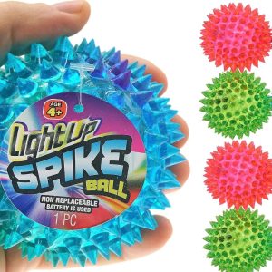 JA-RU Large 3.25" Light Up Spiky Rubber Ball (8 Balls) Spike Sensory Toy for Kids. Squishy Bouncy Dog Toy. Therapy Stress Fidget. Party Favor. Plus 1 Sticker. 699-8s